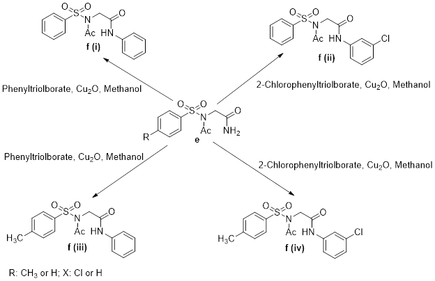 Cu2O catalysis in the synthesis of substituted arylsulphonamide.